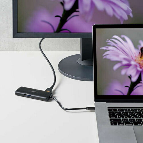 USB Type-C ドッキングステーション 7-in-1 薄型 ハブ PD 85W出力 急速充電 USB-C×1 USB-A×2 HDMI×1 SD＋microSD×1 RJ45×1 ブラック エレコム DST-070BPBK
