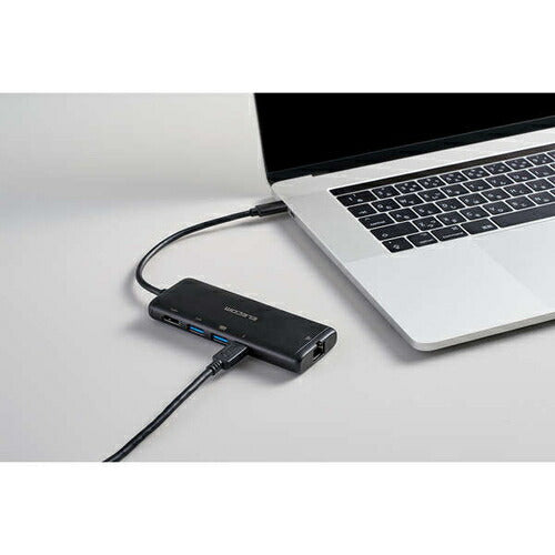 USB Type-C ドッキングステーション 7-in-1 薄型 ハブ PD 85W出力 急速充電 USB-C×1 USB-A×2 HDMI×1 SD＋microSD×1 RJ45×1 ブラック エレコム DST-070BPBK