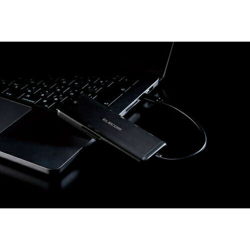 USB Type-C ドッキングステーション 7-in-1 薄型 ハブ PD 85W出力 急速充電 USB-C×1 USB-A×2 HDMI×1 SD＋microSD×1 RJ45×1 ブラック エレコム DST-070BPBK