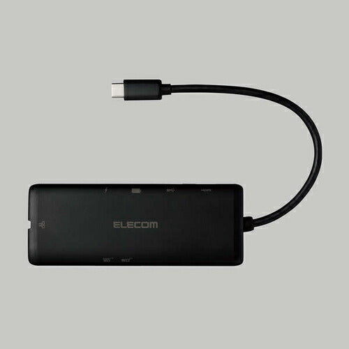 USB Type-C ドッキングステーション 7-in-1 薄型 ハブ PD 85W出力 急速充電 USB-C×1 USB-A×2 HDMI×1 SD＋microSD×1 RJ45×1 ブラック エレコム DST-070BPBK