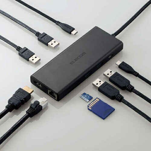 USB Type-C ドッキングステーション 10-in-1 ハブ PD 85W出力 急速充電 USB-C×2 USB-A×4 HDMI×1 SD＋microSD×1 RJ45×1 ブラック エレコム DST-100BPBK