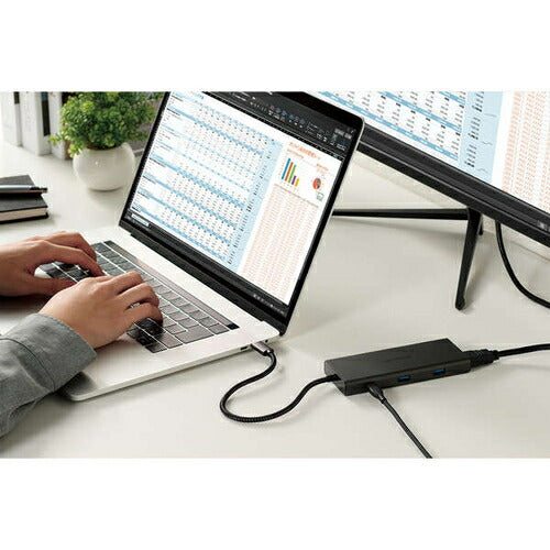 USB Type-C ドッキングステーション 10-in-1 ハブ PD 85W出力 急速充電 USB-C×2 USB-A×4 HDMI×1 SD＋microSD×1 RJ45×1 ブラック エレコム DST-100BPBK