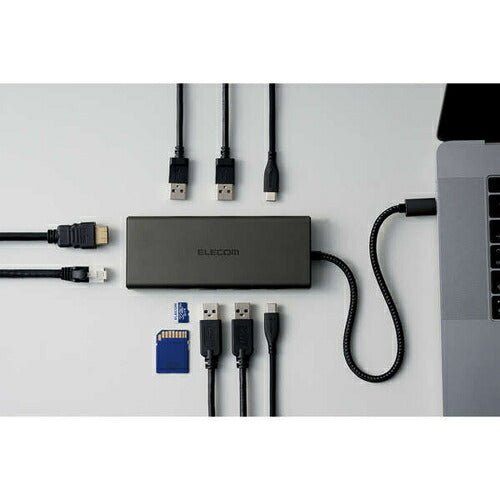 USB Type-C ドッキングステーション 10-in-1 ハブ PD 85W出力 急速充電 USB-C×2 USB-A×4 HDMI×1 SD＋microSD×1 RJ45×1 ブラック エレコム DST-100BPBK