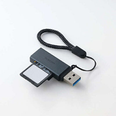 エレコム メモリーカードリーダー USB-A接続 直挿し UHS-I SD/microSD対応 ブラック MR3-D20BK 外付け スティック型 軽量 持ち運び PC周辺機器 ELECOM