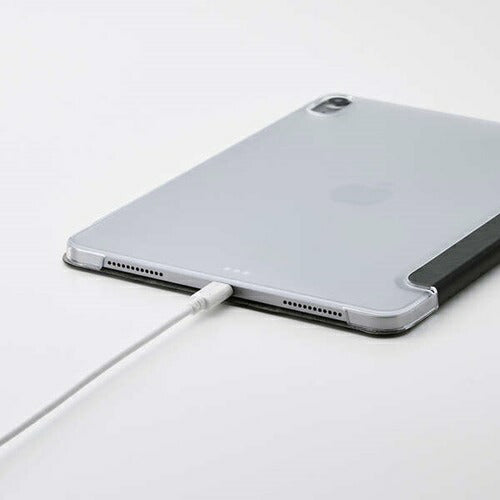 11インチiPad Air M3/M2 フラップケース 薄型軽量 背面クリア 2アングル ブラック エレコム TB-A25MWVBK