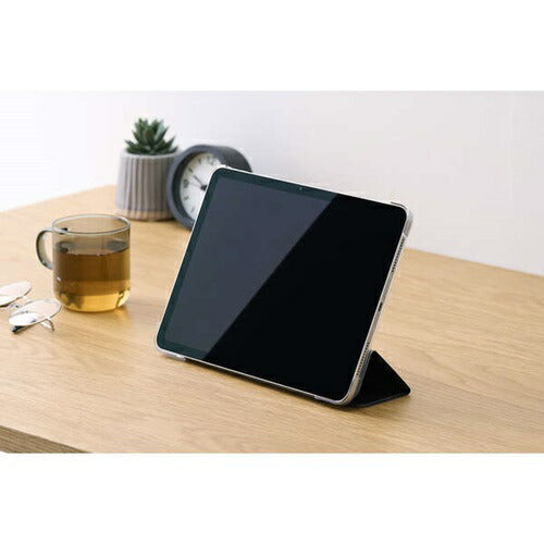 11インチiPad Air M3/M2 フラップケース 薄型軽量 背面クリア 2アングル ブラック エレコム TB-A25MWVBK