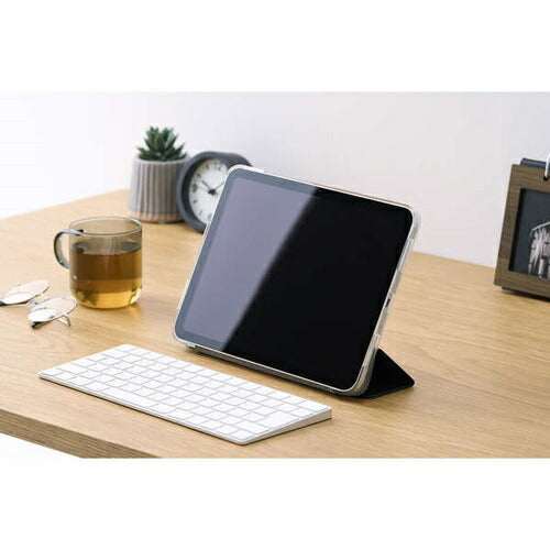 iPad A16 第10世代 フラップケース 薄型軽量 背面クリア 2アングル ブラック エレコム TB-A25RWVBK