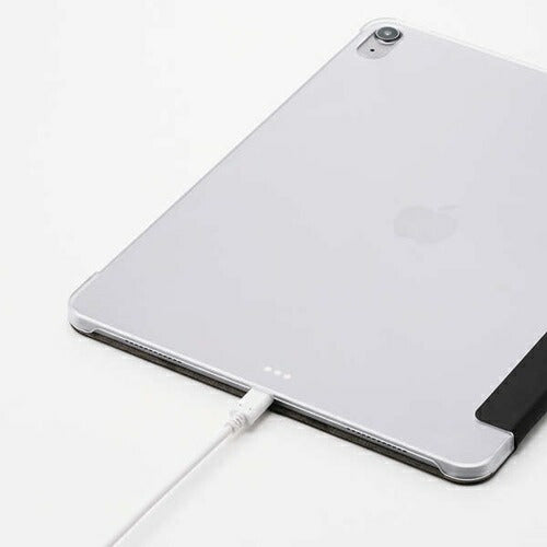 iPad Air 13インチ フラップケース M3/M2 薄型軽量 背面クリア 2アングル ブラック エレコム TB-A25XWVBK