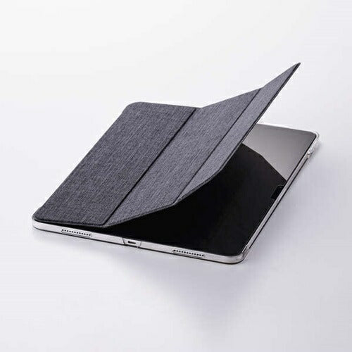 iPad Air 13インチ フラップケース M3/M2 薄型軽量 ファブリック 背面クリア ブラック エレコム TB-A25XWVCBK