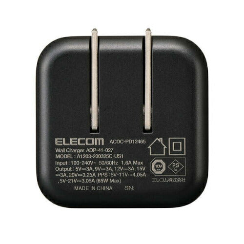 ELECOM エレコム AC充電器 USB PD対応 65W ACDC-PD12465BK ブラック