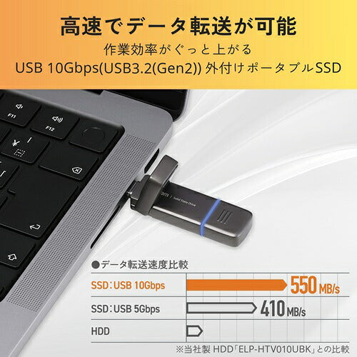 ELECOM エレコム 外付けポータブルSSD ESD-EPD0500GGY 500GB USB Type-C A対応 グレー