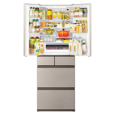 冷蔵庫 540L 観音開き 両開き 6ドア 幅65cm ライトゴールド 日立 R-HW54V-N
