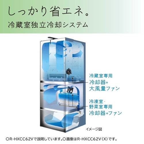 冷蔵庫 540L 観音開き 両開き 6ドア 幅65cm ライトゴールド 日立 R-HW54V-N