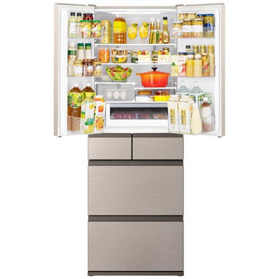 冷蔵庫 6ドア 幅65cm 485L フレンチドア 観音開き ライトゴールド HWタイプ 日立 R-HW49V-N