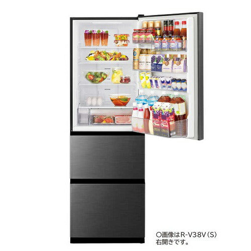3ドア冷蔵庫 まんなか野菜 Vタイプ グラファイトシルバー 右開き 内容量：375リットル 日立 R-V38V S