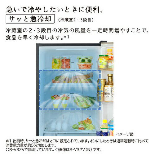 3ドア冷蔵庫 まんなか野菜 Vタイプ ライトゴールド 右開き 内容量：315リットル 日立 R-V32V N
