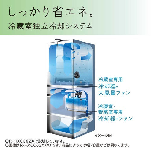 冷蔵庫 500L 6ドア 観音開き 日立 R-VWC50X ライトゴールド VWCシリーズ まんなか野菜 幅65cm まるごとチルド 脱臭 省エネ シンプルデザイン