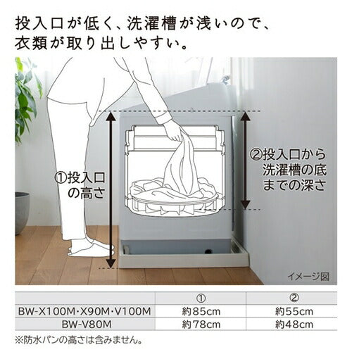 全自動洗濯機 ビートウォッシュ 8kg ホワイト 洗浄機能(ナイアガラ ビート洗浄 パワフルコース つけおきプラス シワ低減洗濯コース) 日立 BW-V80M-W