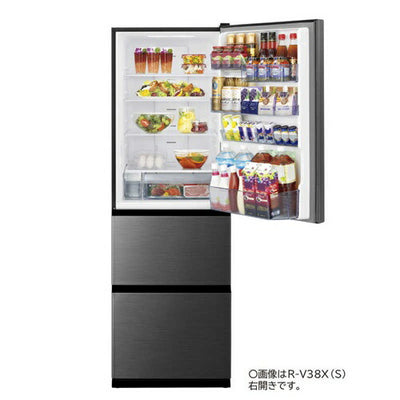 冷蔵庫 3ドア 375L 右開き Vタイプ 真ん中野菜室 グラファイトシルバー 日立 R-V38X-S