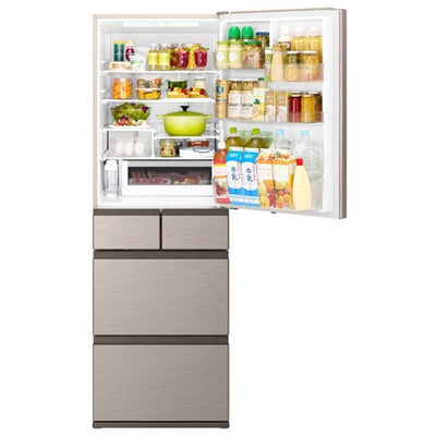 日立 5ドア 冷蔵庫 右開き 470L R-HWS47X N ライトゴールド まんなか冷凍 HWSタイプ