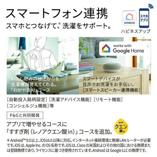 日立 全自動洗濯機 ビートウォッシュ ホワイト BW-X120P-W 洗濯・脱水12kg 大容量 液体洗剤・柔軟剤自動投入 AIお洗濯 家族向け 大型