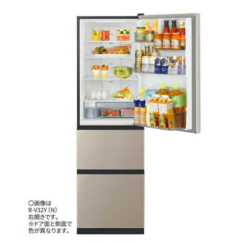 HITACHI 日立 3ドア冷蔵庫 Vタイプ 315L 右開き ライトゴールド R-V32Y(N)