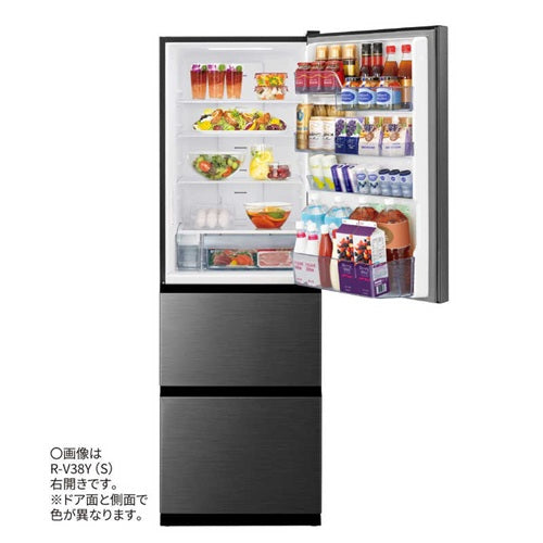 HITACHI 日立 3ドア冷蔵庫 Vタイプ 375L 右開き シルバー R-V38Y(S)