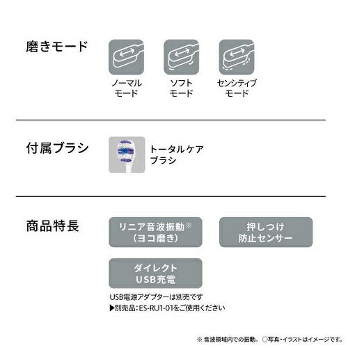 電動歯ブラシ 音波振動ハブラシ ドルツ AC100V-240V 白 トータルケアブラシ Panasonic EW-DA18-W