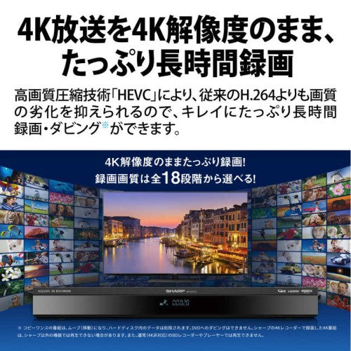 ブルーレイレコーダー AQUOS(アクオス) 4B-GT3シリーズ［4TB /3番組同時録画 /4Kチューナー内蔵］ シャープ 4B-C40GT3