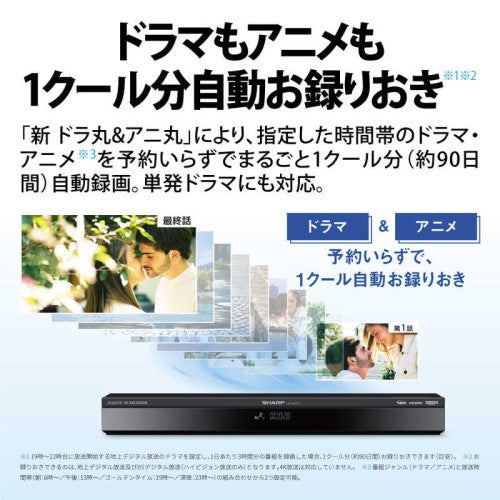 ブルーレイレコーダー AQUOS(アクオス) 4B-GT3シリーズ［4TB /3番組同時録画 /4Kチューナー内蔵］ シャープ 4B-C40GT3