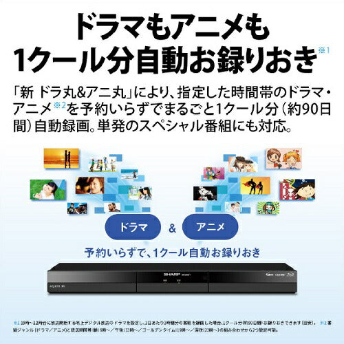 ブルーレイディスクレコーダー AQUOS ブルーレイ 2B-GW1シリーズ 2番組
