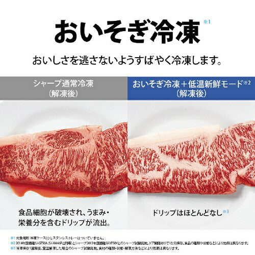 冷蔵庫 5ドア プラズマクラスター搭載 どっちもドア カームマットシルバー 左右両開き 内容量：455リットル シャープ SJ-XW46P-S