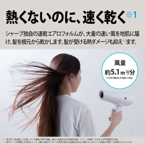 ヘアードライヤー ルミナスホワイト プラズマクラスタードライヤー シャープ IB-P602-W