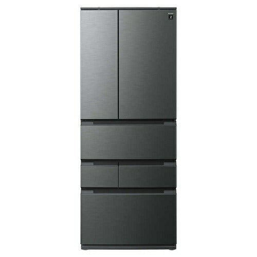 冷蔵庫 6ドア プラズマクラスター搭載 フレンチドア ダスクダークメタル 観音開き 内容量：545リットル シャープ SJ-MF55P-H