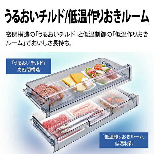 冷蔵庫 6ドア プラズマクラスター搭載 フレンチドア ダスクダークメタル 観音開き 内容量：545リットル シャープ SJ-MF55P-H