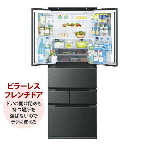 冷蔵庫 6ドア プラズマクラスター搭載 フレンチドアダスクダークメタル 観音開き 内容量：429リットル シャープ SJ-MF43P-H