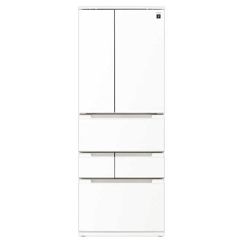 冷蔵庫 6ドア プラズマクラスター (ピラーレスフレンチドア) ラスティックホワイト 観音開きタイプ 内容量：505リットル シャープ SJ-MF51P-W
