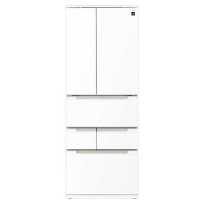 冷蔵庫 6ドア プラズマクラスター (ピラーレスフレンチドア) ラスティックホワイト 観音開きタイプ 内容量：505リットル シャープ SJ-MF51P-W