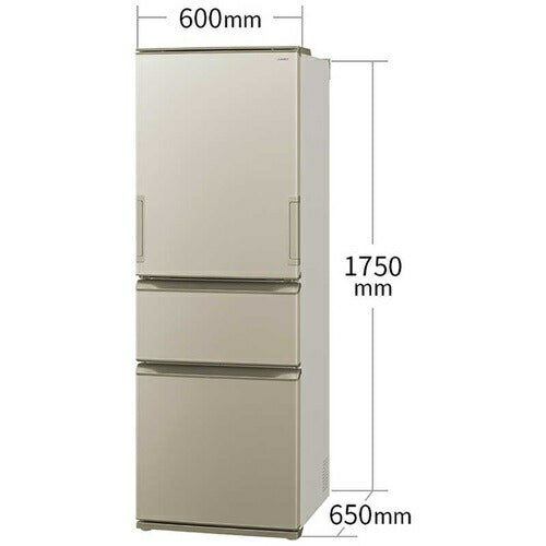 冷蔵庫 3ドア 左右両開き 374リットル シャープ SJ-X373P-N マットシャンパン