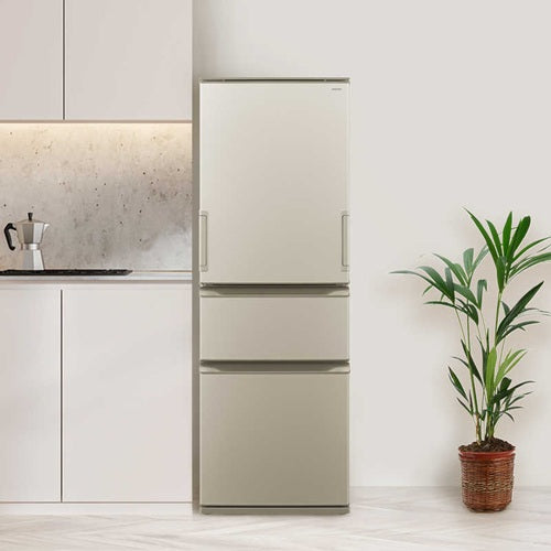 冷蔵庫 3ドア 左右両開き 374リットル シャープ SJ-X373P-N マットシャンパン