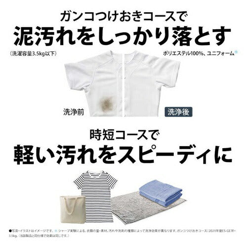洗濯機 7kg シャープ ES-GE7K-W 全自動洗濯機 ホワイト系 新生活 一人暮らし 単身 穴なし漕 節水 清潔