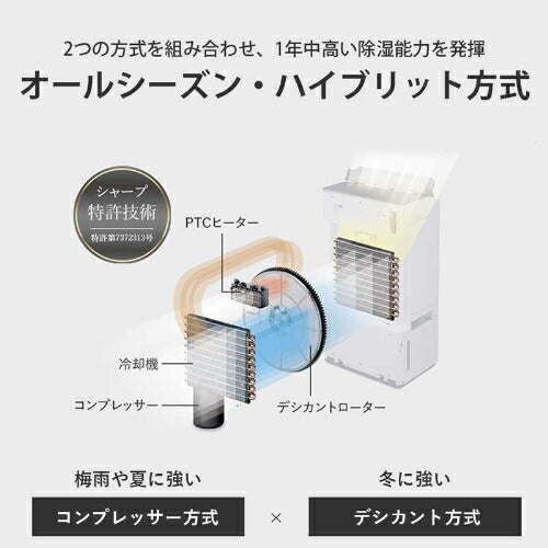 シャープ SHARP 衣類乾燥除湿機 ハイブリッド式 CV-UH160-W ホワイト