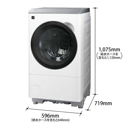 SHARP シャープ ドラム式洗濯乾燥機 ES-12X2-WL 洗濯12kg 左開き ホワイト