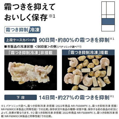 パナソニック 冷蔵庫 6ドア 551L NR-F55HY3-N 観音開き ナノイーX 冷凍室真ん中 幅65cm