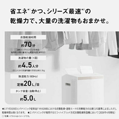 パナソニック Panasonic 衣類乾燥除湿機 F-YEX200D-W ホワイト