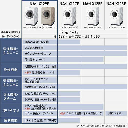Panasonic パナソニック ななめドラム洗濯乾燥機 NA-LX129FL-C 12kg 左開き