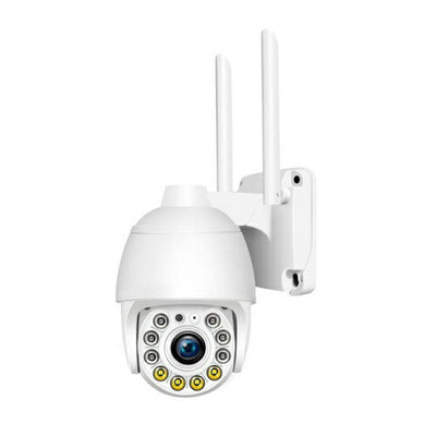 Wi-Fiカメラ 400万画素 首振りパンチルト ホワイト 暗視撮影 センサーライト機能 スマートフォンと接続可能 IP66相当 キャロット AT-702