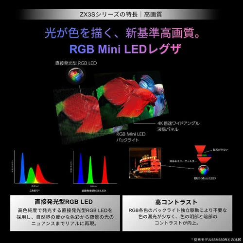 TVS REGZA レグザ 55V型 RGB Mini LED 4K液晶テレビ REGZA 55ZX3S