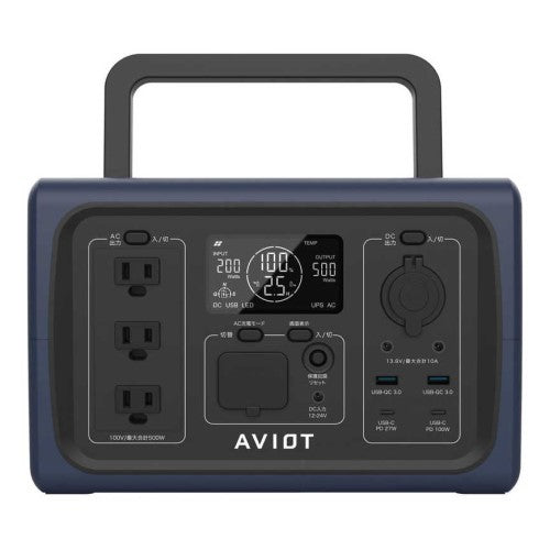 ポータブル電源 10出力 AC・DC・ソーラー充電 USB Power Delivery対応 AVIOT PS-F500-NV