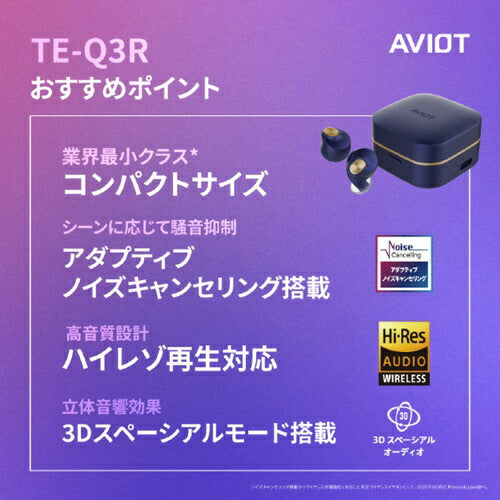 ワイヤレスイヤホン Bluetooth LDAC ハイレゾ対応 ワイヤレス充電 防水 IPX4相当 AVIOT ラピスブルー プレシードジャパン TE-Q3R-BL